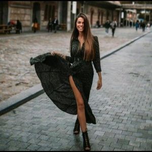 Zara long sleeve khaki dress